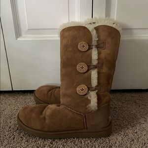 UGG Chestnut Boots with White Fur Trim
